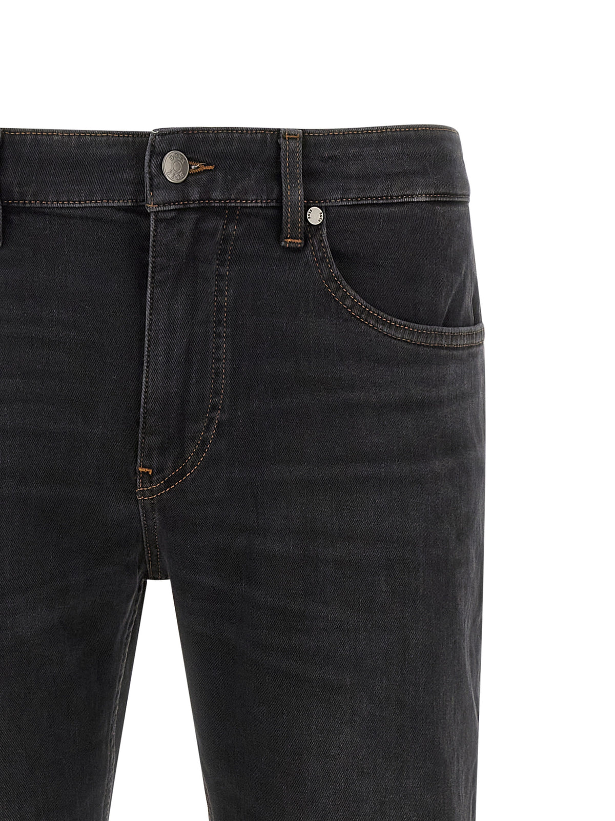 Black Cotton Straight-Leg Jeans