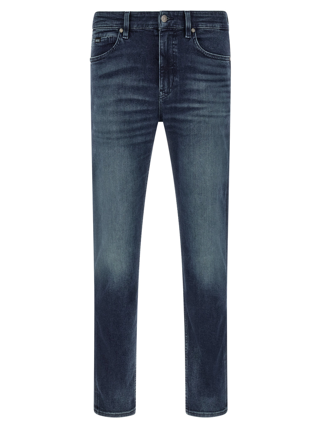 Blue Cotton Tapered Jeans
