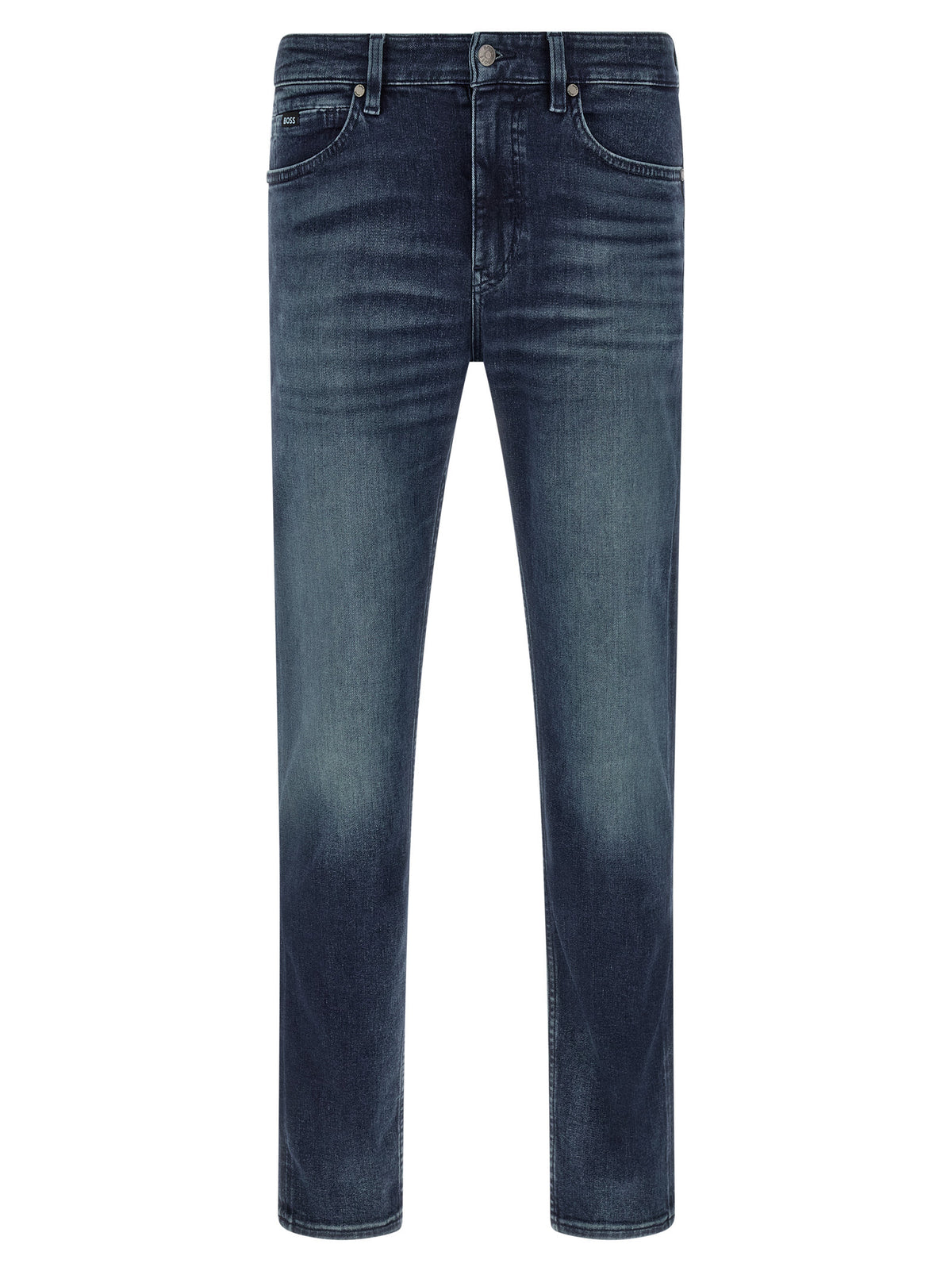 Blue Cotton Tapered Jeans