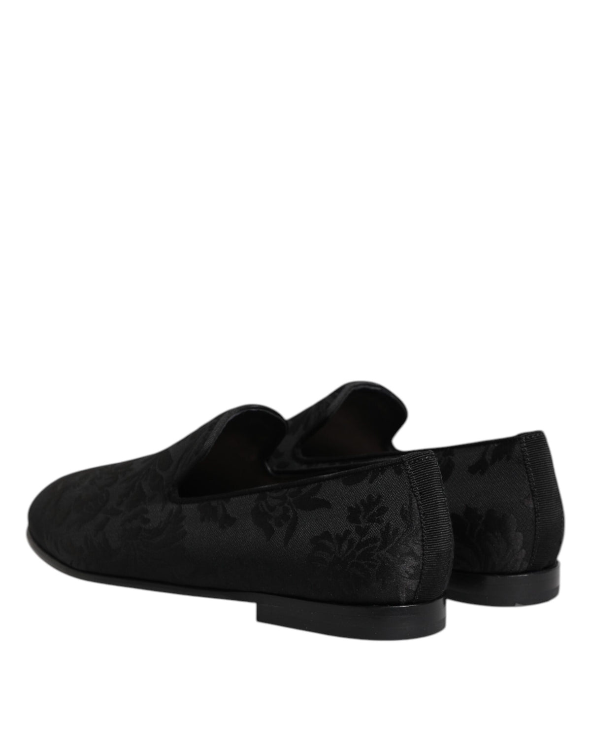 Black Floral Brocade Loafers Men Dress Shoes