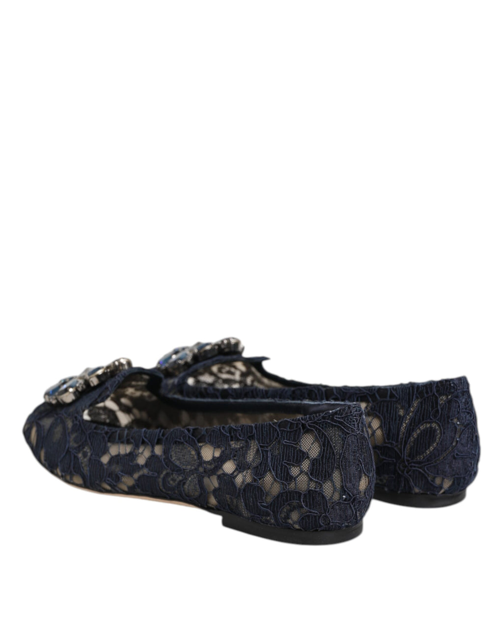 Blue Taormina Lace Crystals Flats Shoes