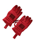 Red Viscose Motorcycle Biker Mitten Gloves
