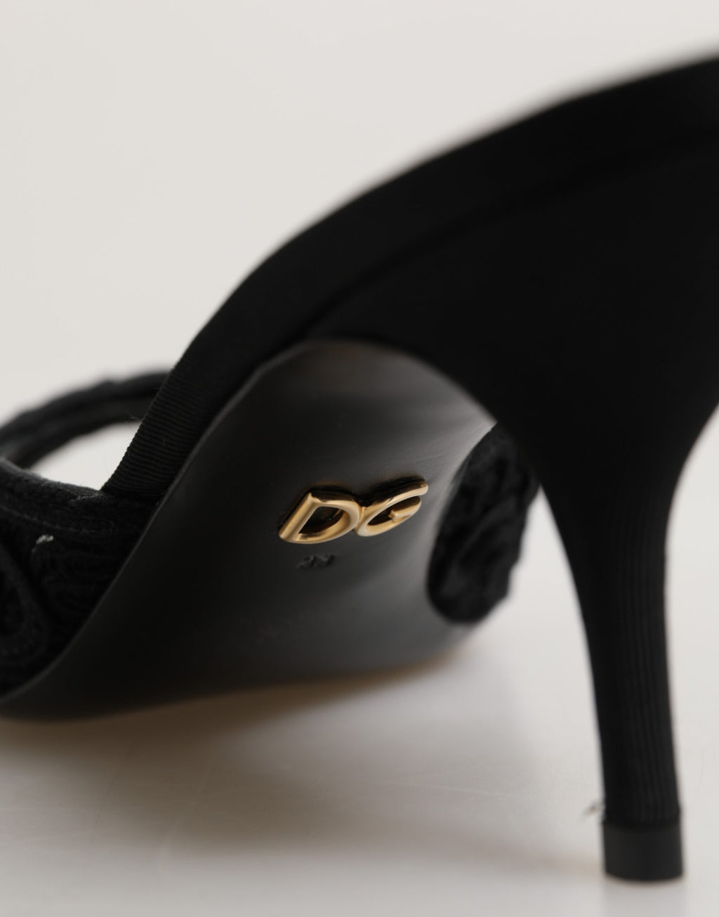 Black Embroidered Slip On Heels Slides Shoes